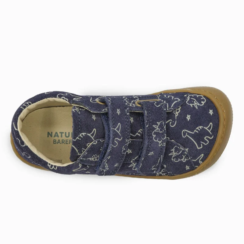 Naturino Barefoot Kommy Velcros Suede Soft Dino Navy