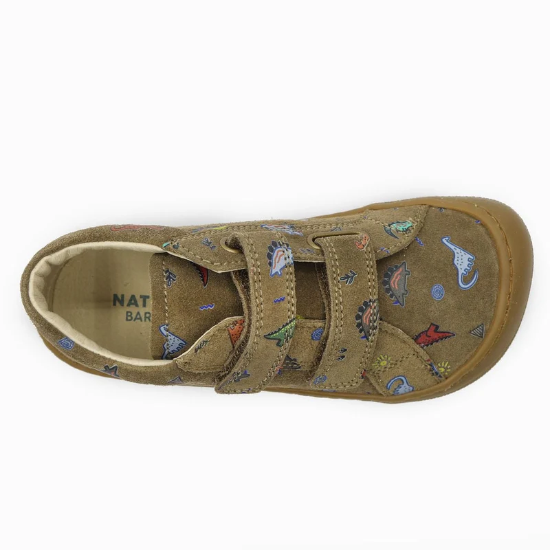 Naturino Barefoot Kommy Velcros Suede Dinoland Light Brown