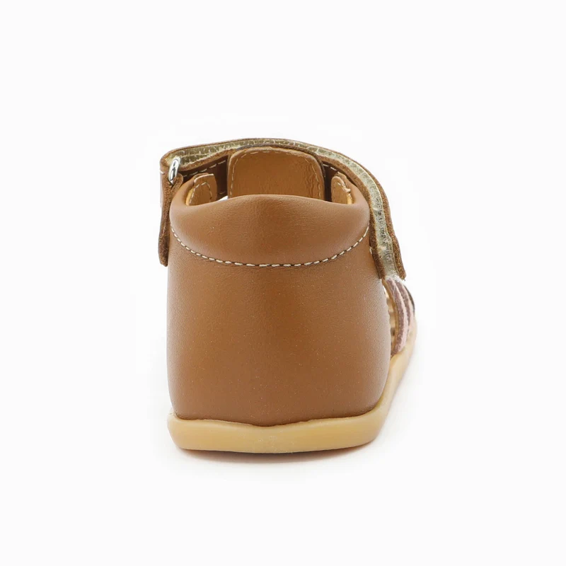 Babybotte barefoot Tourbillon Velcros Cognac