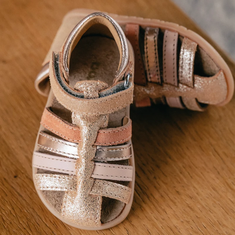 Babybotte barefoot Gaufrette Velcros Ivoire