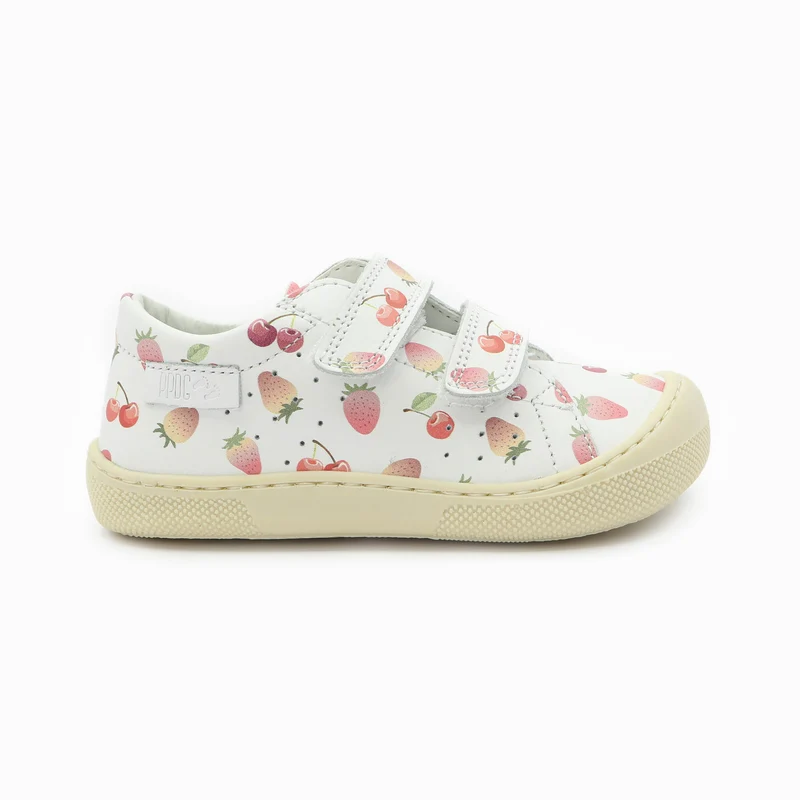 Naturino Barefoot Rabir Velcros Cherries And Strawberry White