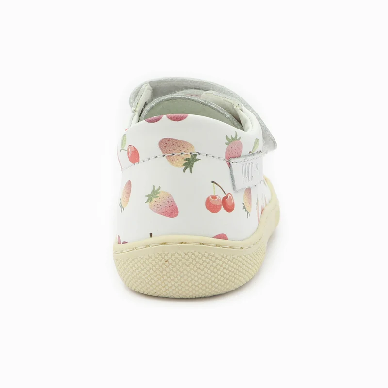 Naturino Barefoot Rabir Velcros Cherries And Strawberry White