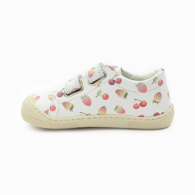Naturino Barefoot Rabir Velcros Cherries And Strawberry White