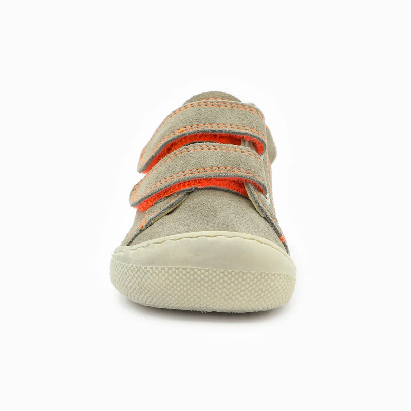 Naturino Barefoot Orec Low Velcros Bone Taupe Orange Fluo