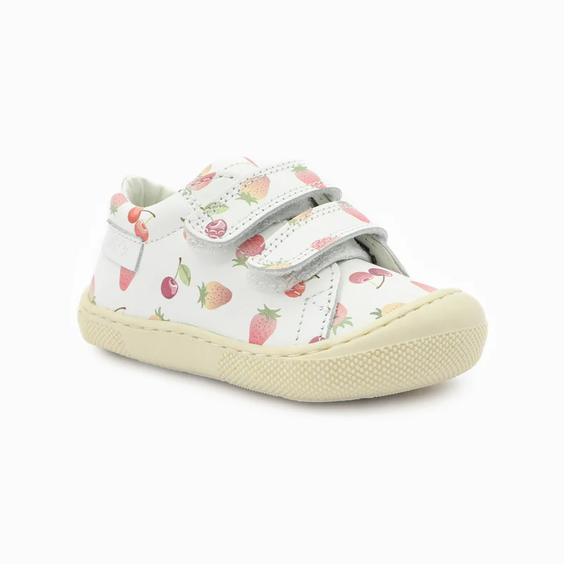 Naturino Barefoot Orec Low Velcros Cherries Strawberry White