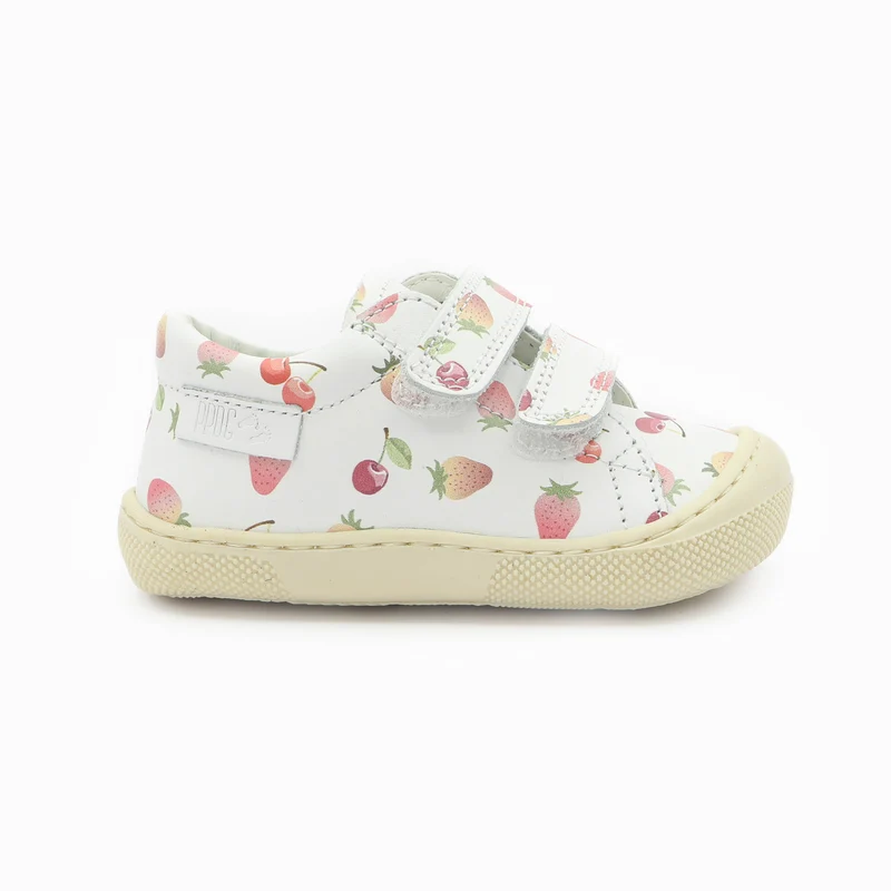 Naturino Barefoot Orec Low Velcros Cherries Strawberry White