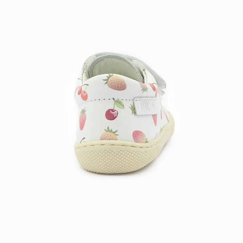 Naturino Barefoot Orec Low Velcros Cherries Strawberry White