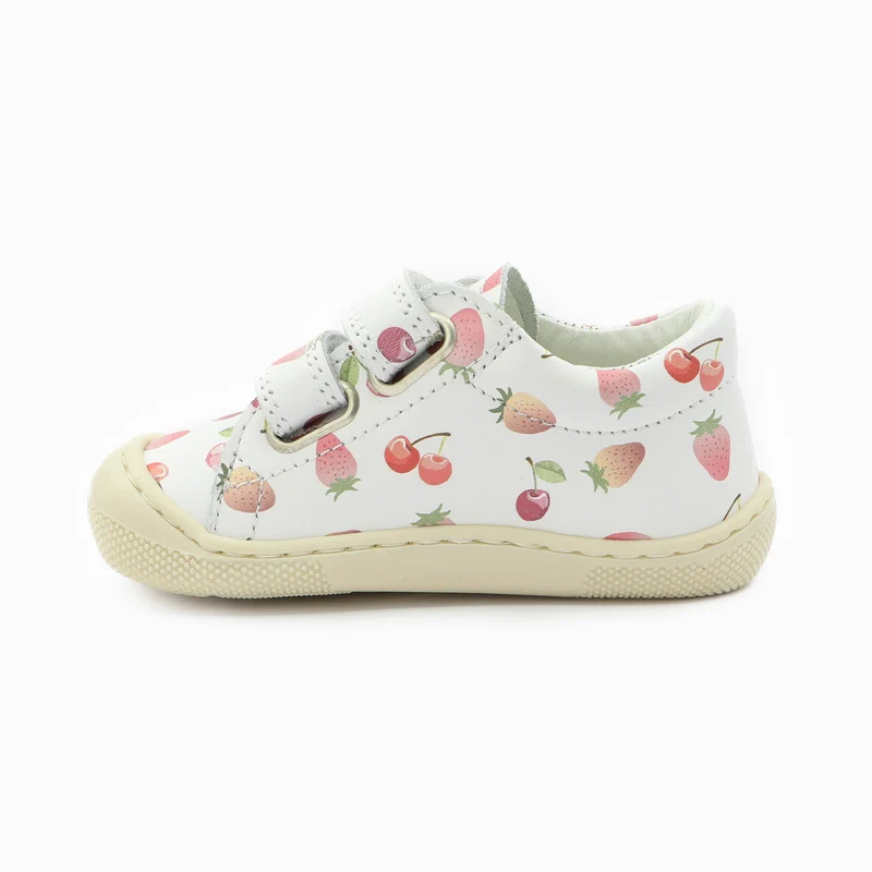 Naturino Barefoot Orec Low Velcros Cherries Strawberry White