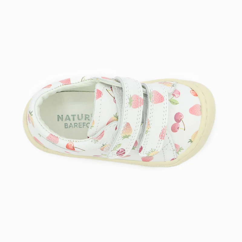 Naturino Barefoot Orec Low Velcros Cherries Strawberry White