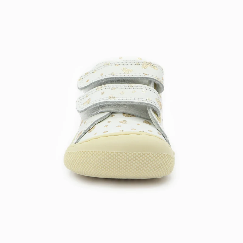 Naturino Barefoot Orec Low Velcros Hearts Dots White Platinum