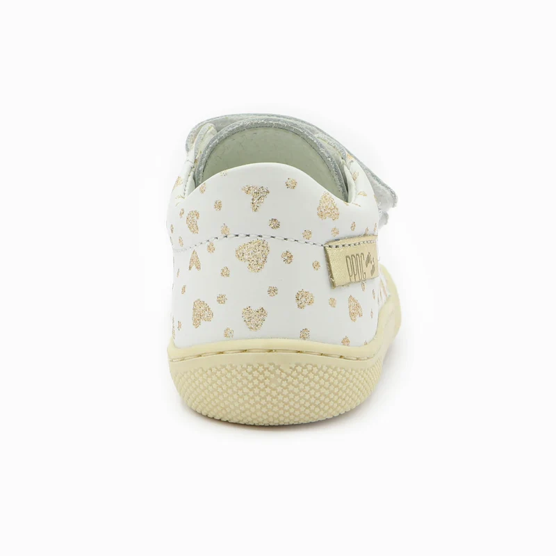 Naturino Barefoot Orec Low Velcros Hearts Dots White Platinum