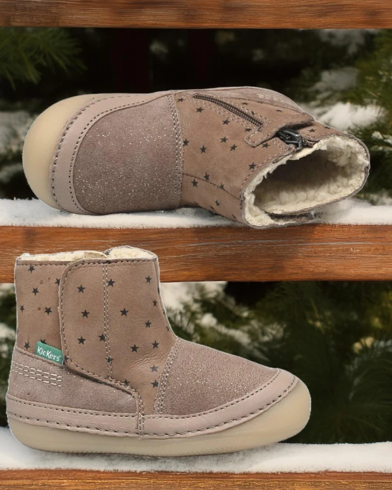 Kickers Sokifaune Bottes Beige Etoiles
