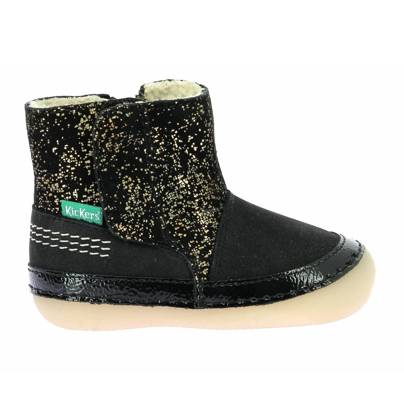 Kickers Sokifaune Bottes Noir Or