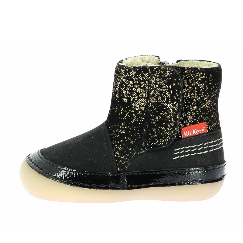 Kickers Sokifaune Bottes Noir Or