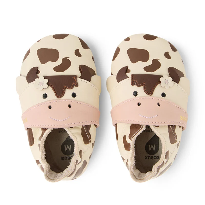 Bobux Chaussons Mooley Cow White Coffee