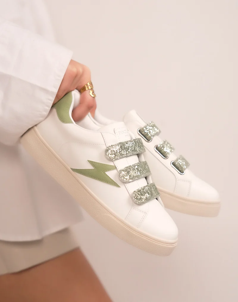 Basket FINDLAY femme blanche et vert pastel