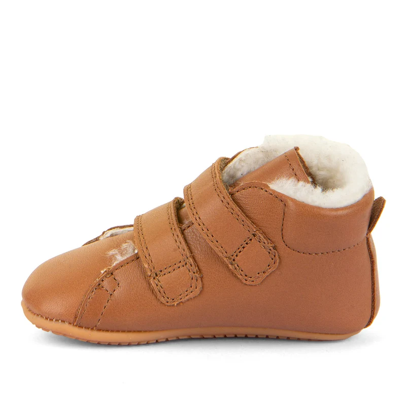 Froddo Prewalkers Barefoot Fourrés Deux Scratchs Cognac