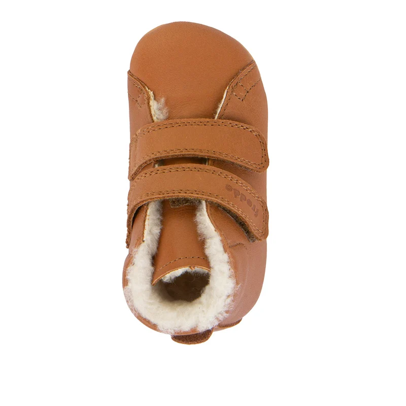 Froddo Prewalkers Barefoot Fourrés Deux Scratchs Cognac
