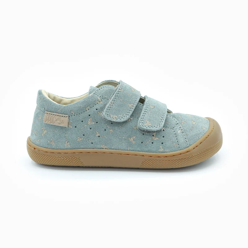 Naturino Barefoot Rabir Velcros Glitter Flower Hearth Cloud Platinum