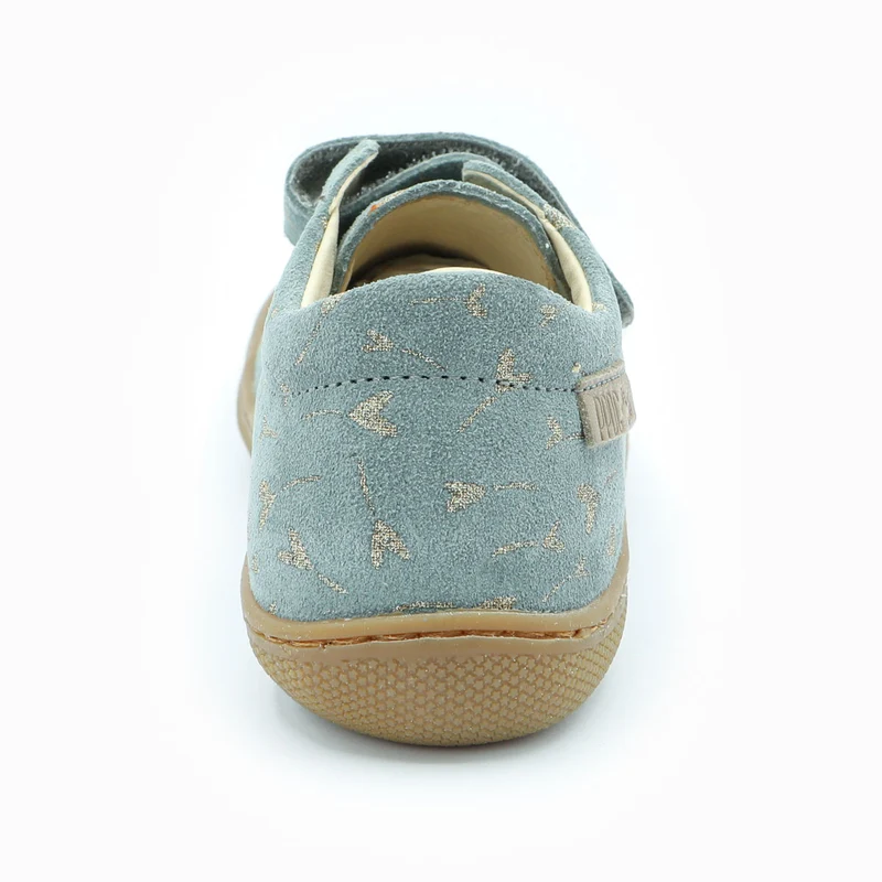 Naturino Barefoot Rabir Velcros Glitter Flower Hearth Cloud Platinum