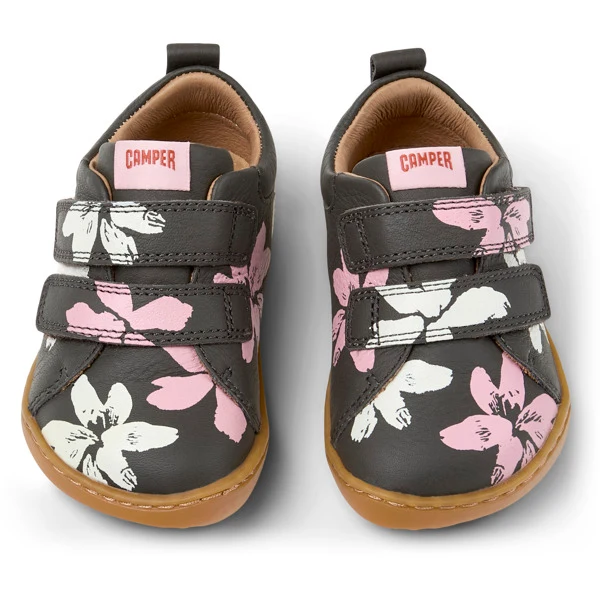 Camper FW Peu Velcros Twins Chocolat Flowers