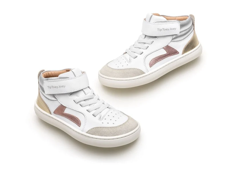 Tip Toey Joey Kidos Landy High Top White Rose Gold Sterling Silver