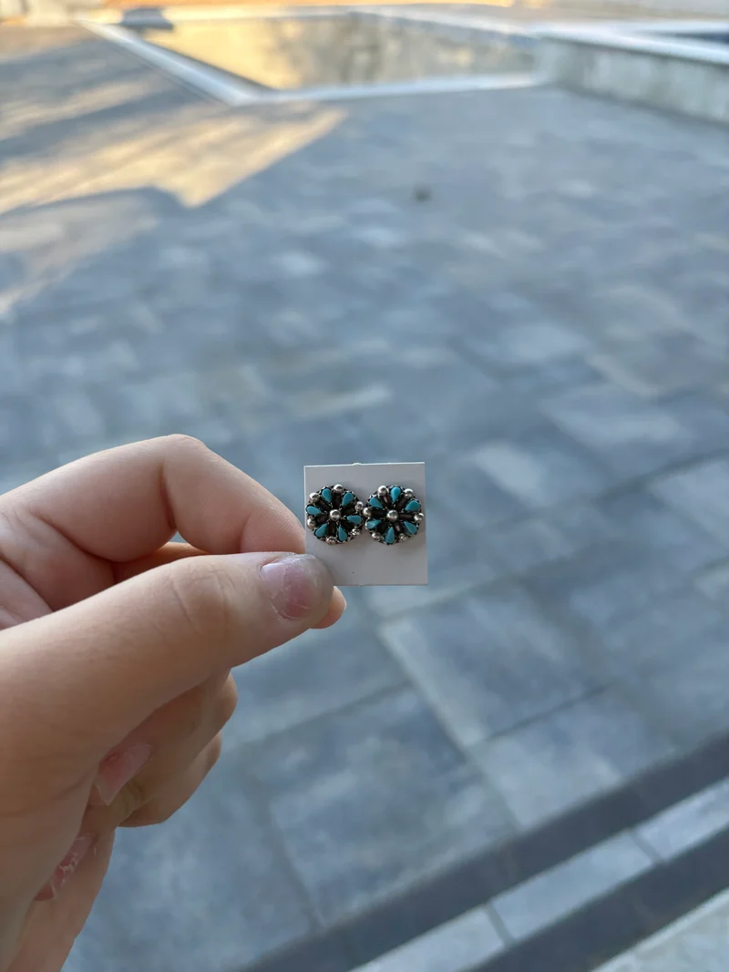 Mini turquoise cluster studs