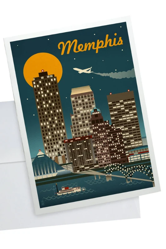 Memphis Retro Skyline Notecard