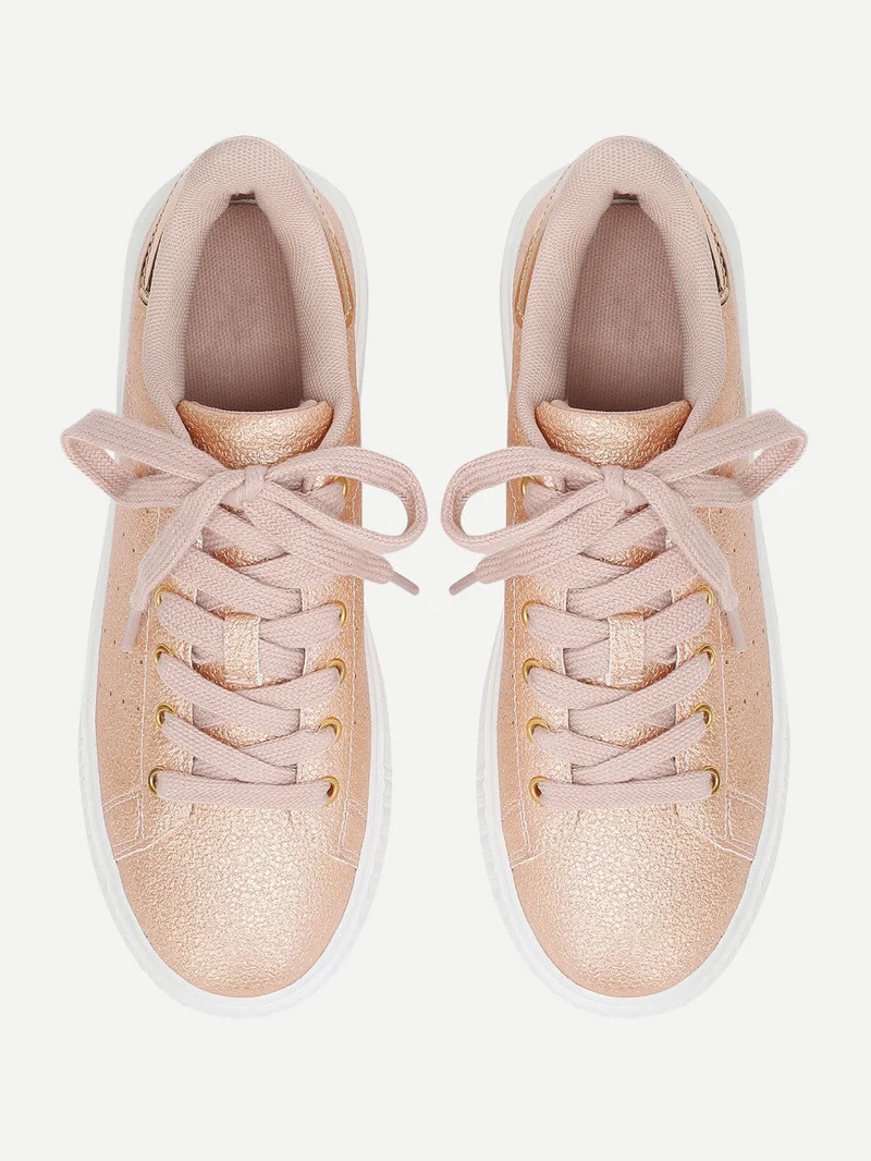 Metallic Lace Up Trainers