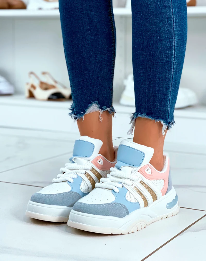 Baskets à empiècement multicolore pour femmes
