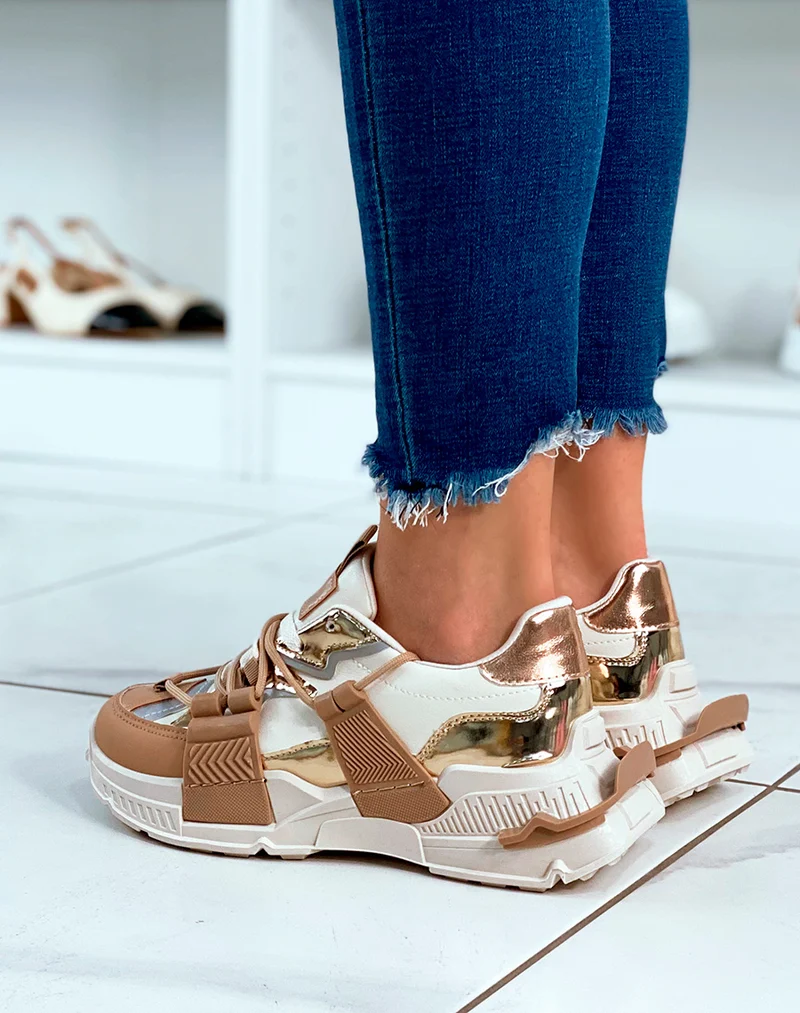 Baskets à empiècement beiges pour femmes