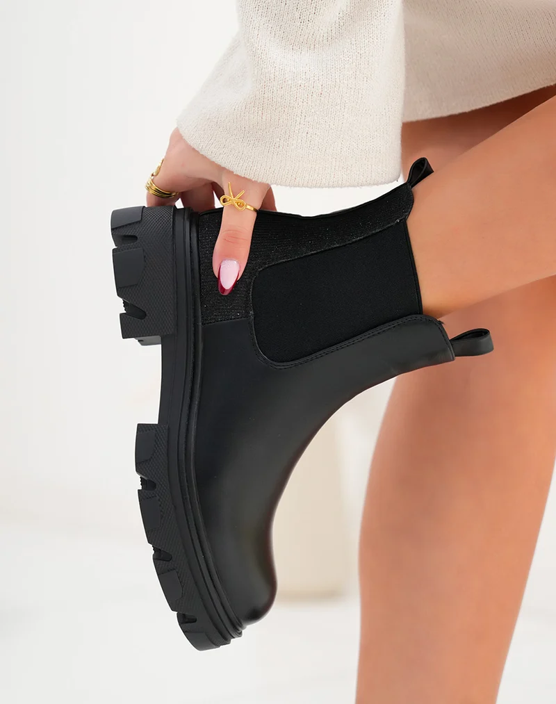 Bottines noires style chelsea avec effet brillant
