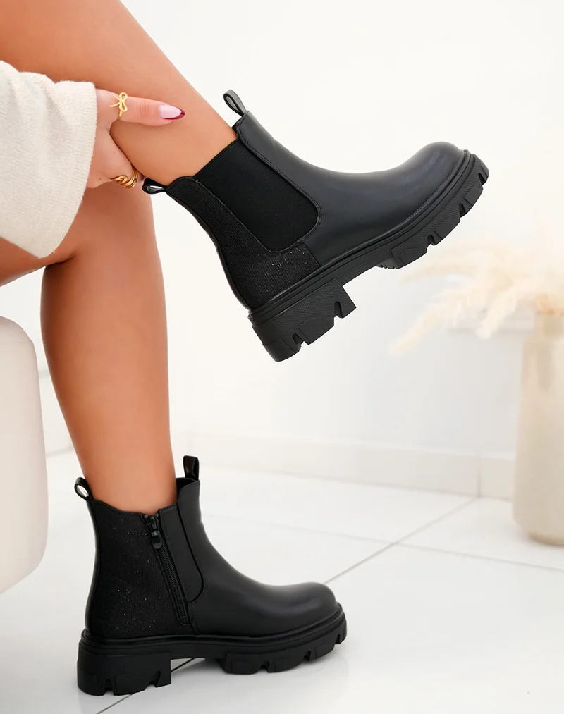 Bottines noires style chelsea avec effet brillant