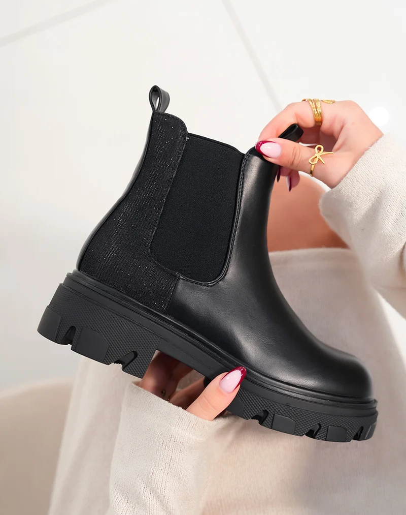 Bottines noires style chelsea avec effet brillant