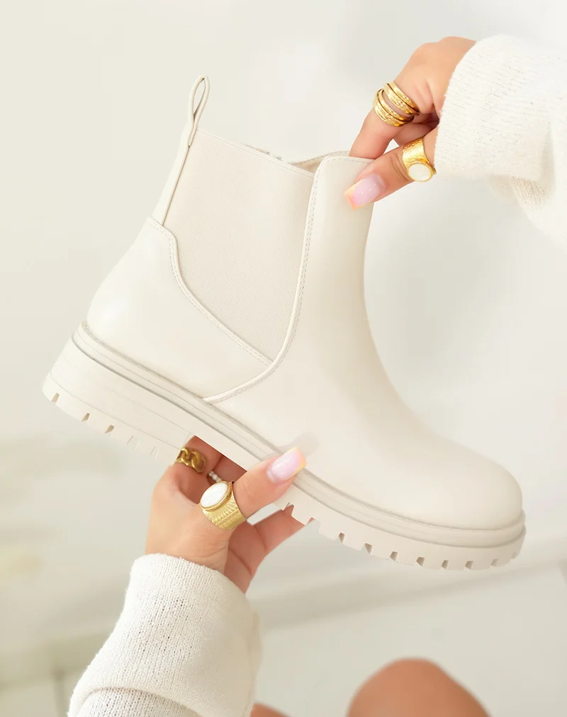 Bottines beiges style chelsea pour femme