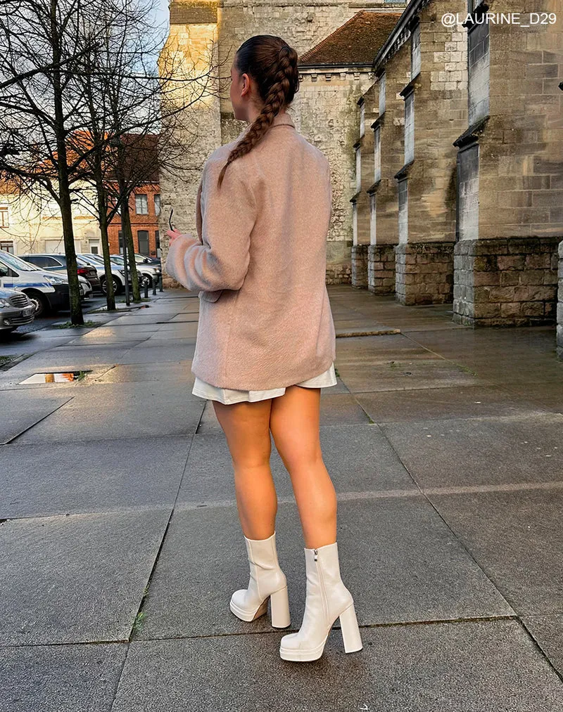 Bottines Beiges Haut-de-Gamme à Talon Haut et Plateforme - Une Touche Sophistiquée