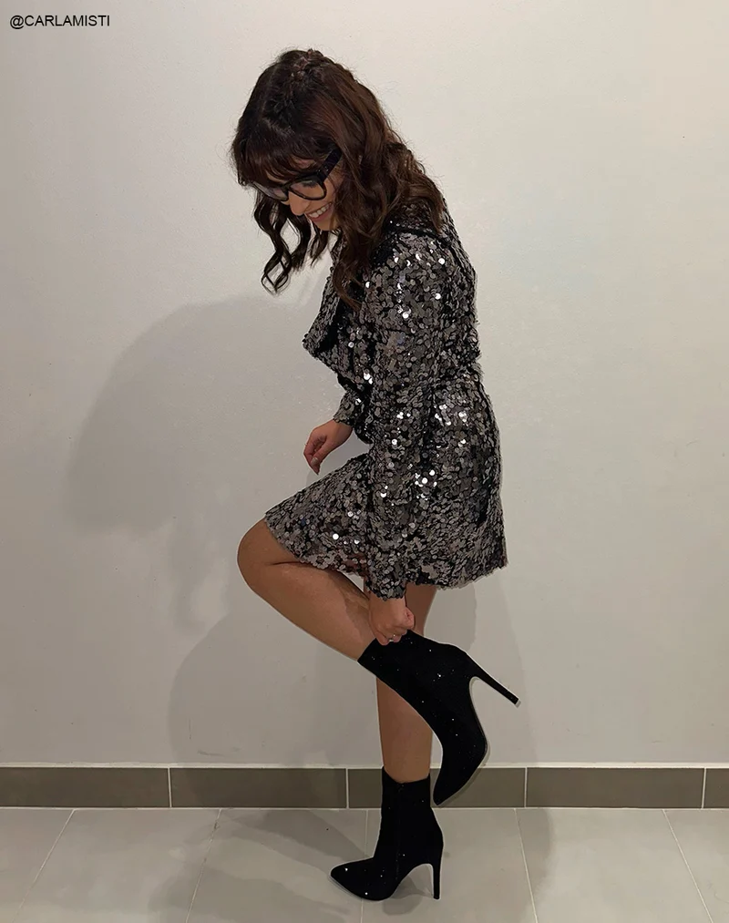Bottines à talon noires à strass