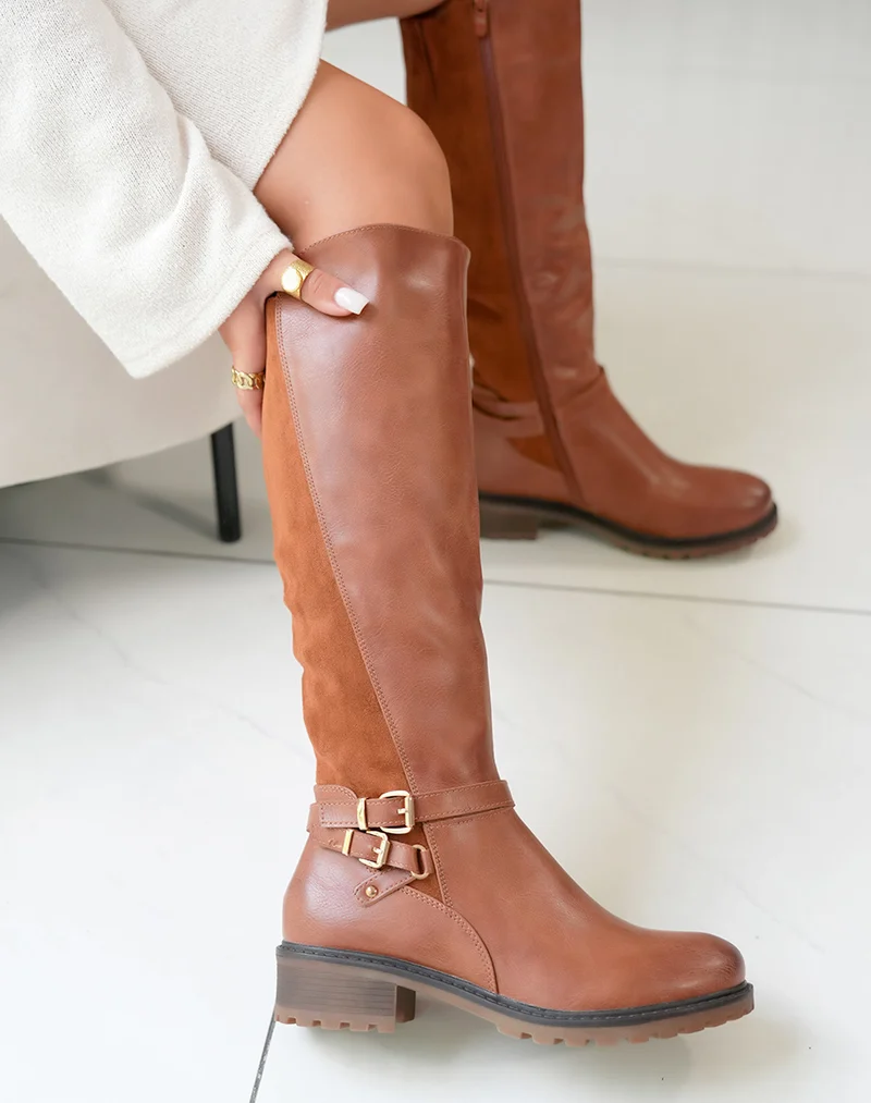 Bottes Bi-Matière Camel : Le Chic à Votre Portée
