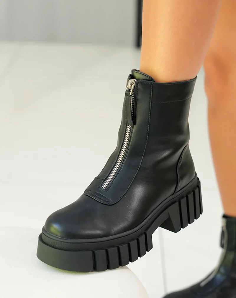 Bottines Noires Montantes Avec Zip