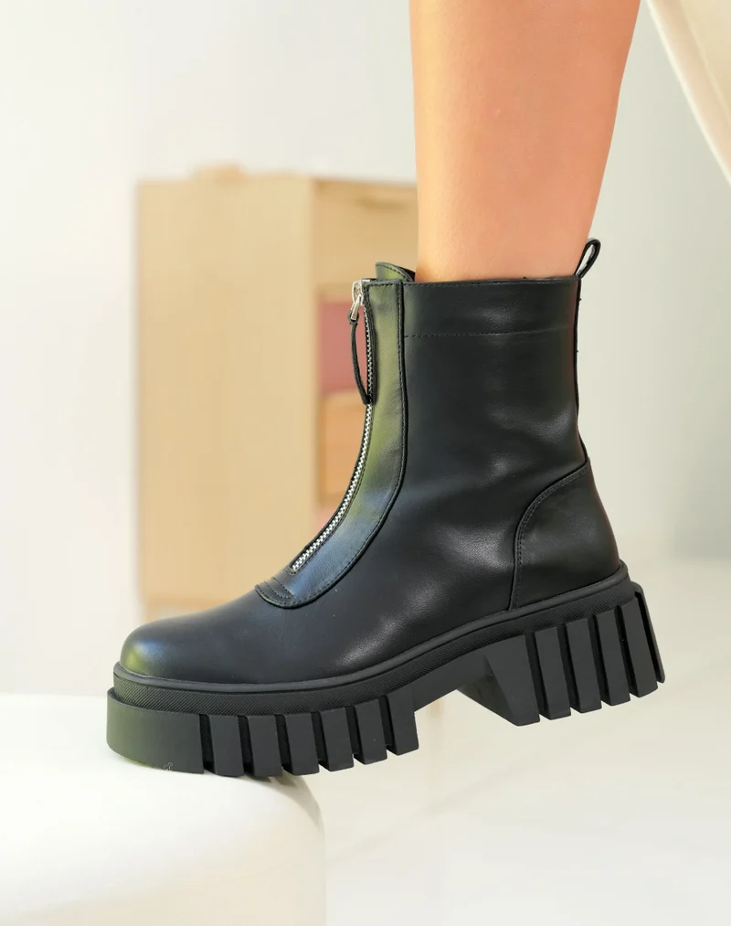 Bottines Noires Montantes Avec Zip