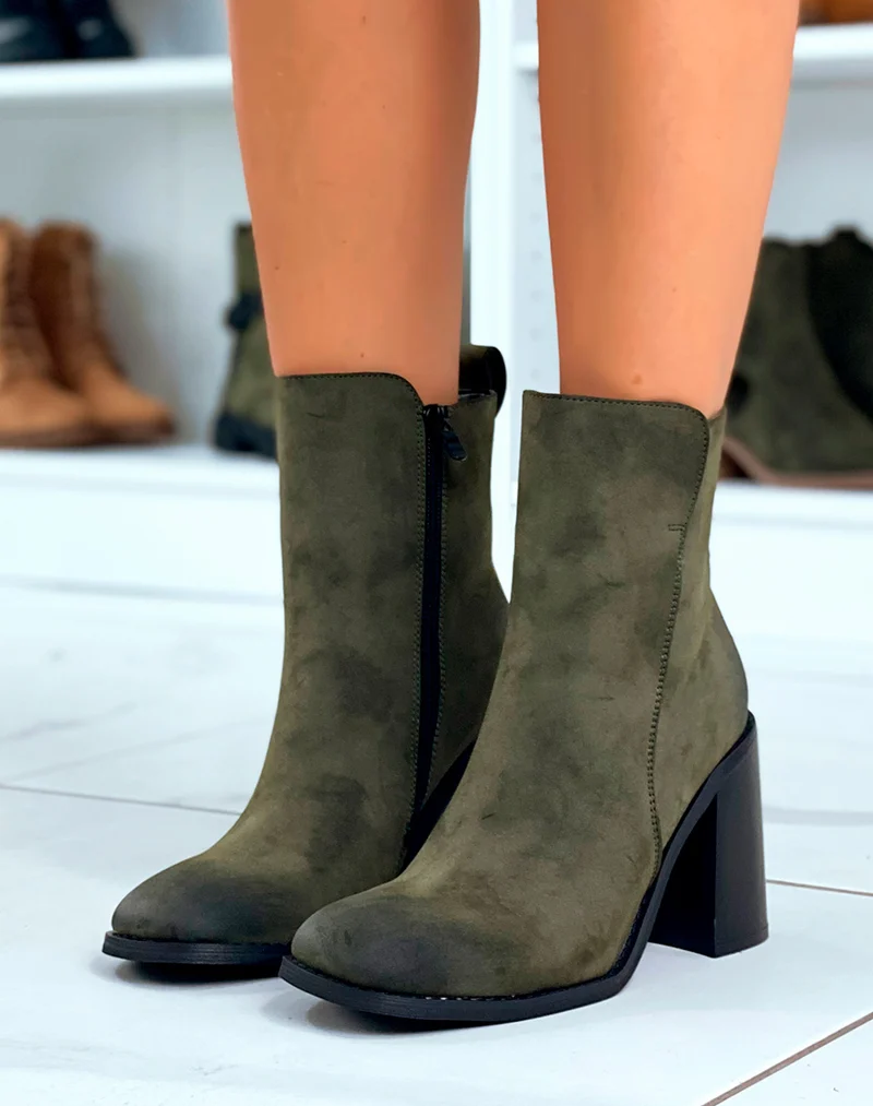 Bottines Vertes Tendance : Talon 9cm & Style Hivernal