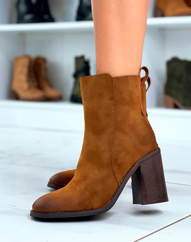 Bottines Camel Classiques : Talon 9cm & Confort Absolu