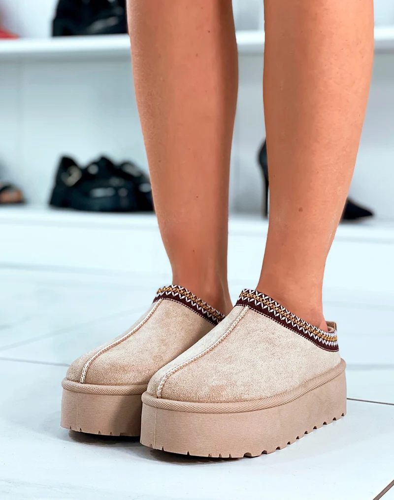 Mule beige en suédine