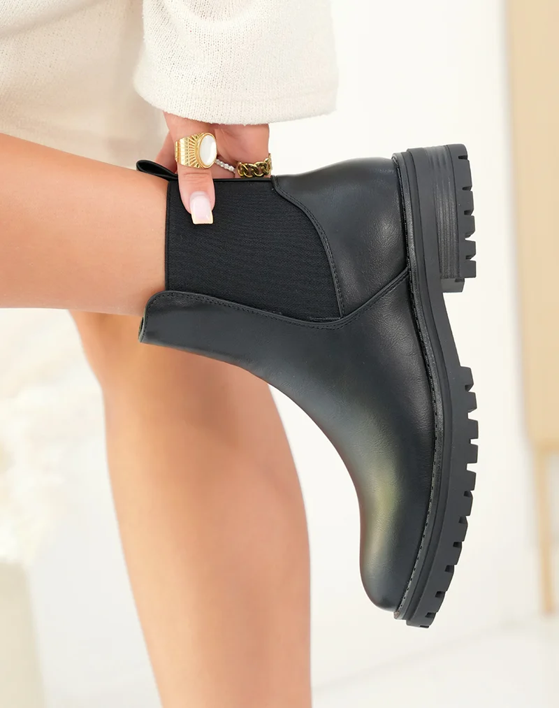 Bottines noires style chelsea pour femme