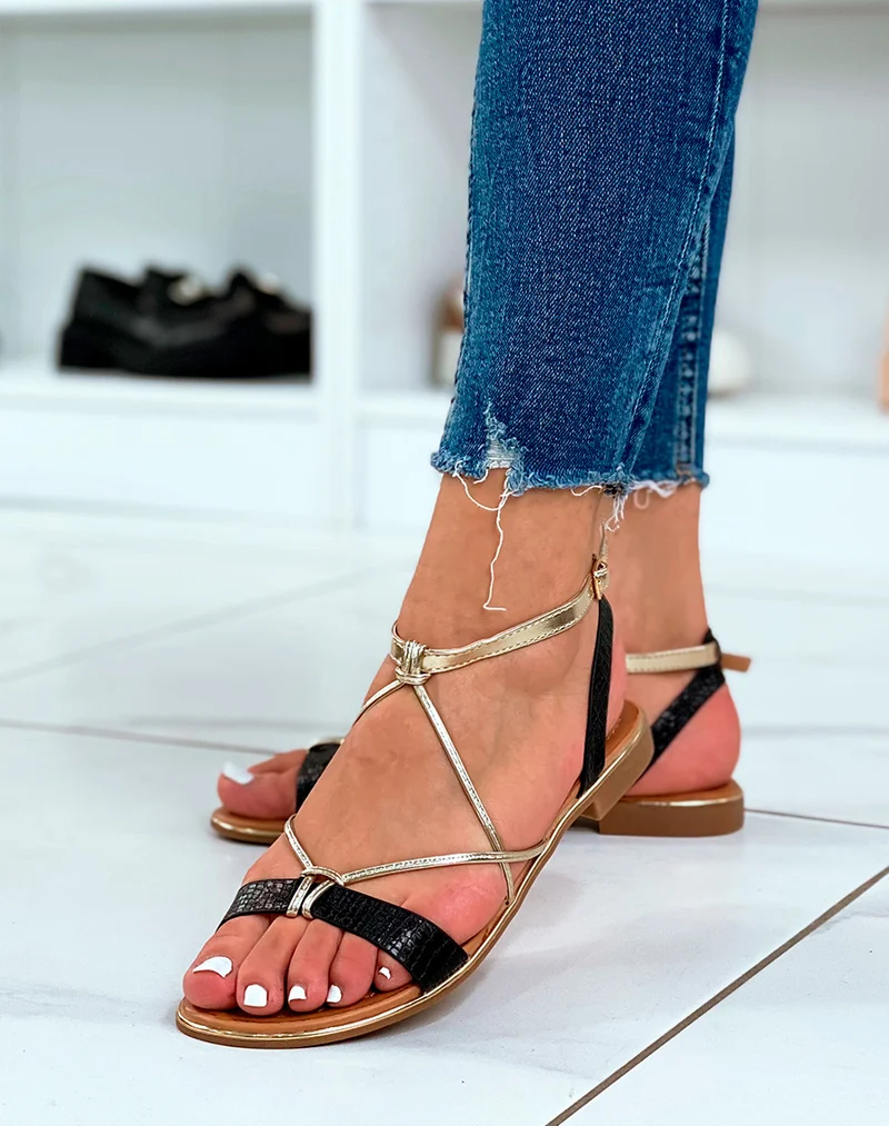 Nu-pieds noirs et dorés