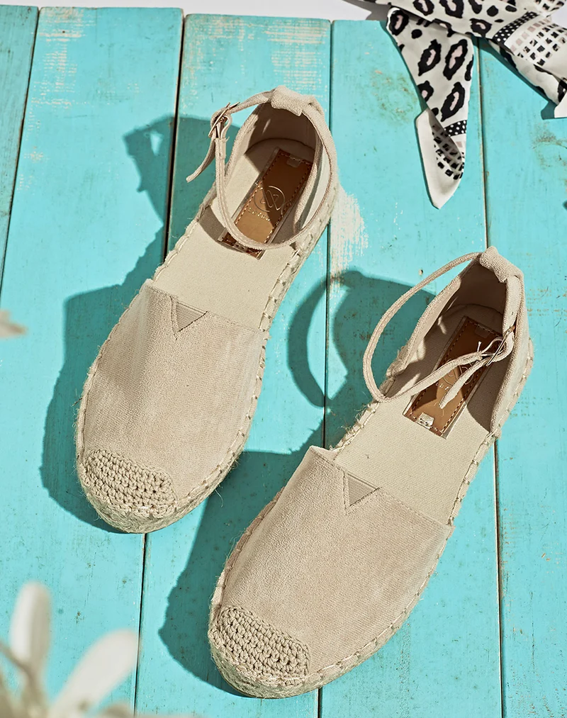 Espadrilles en suédine beige avec foulard