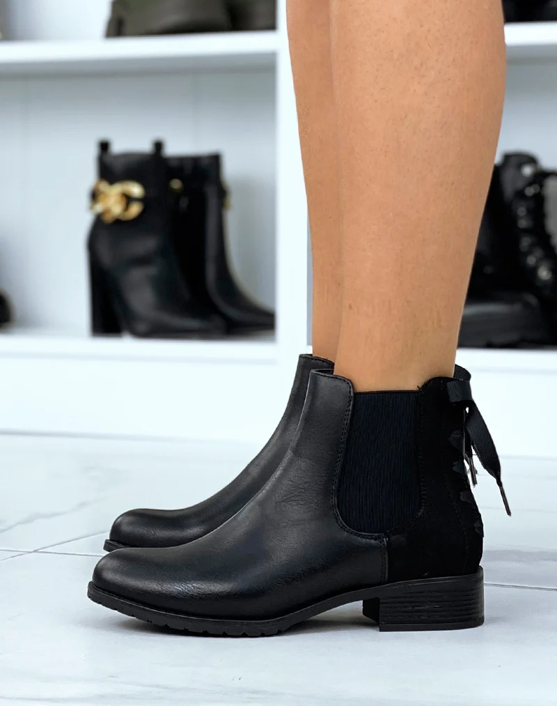 Chelsea boots noires à noeud