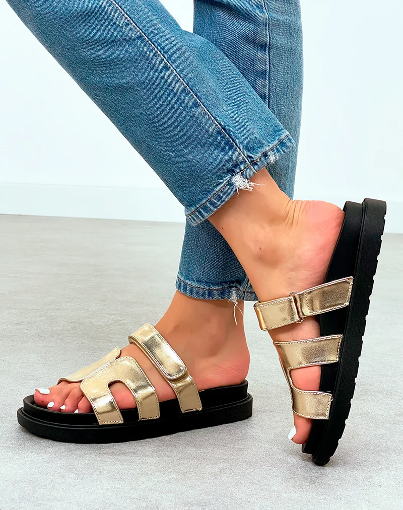 Mules Noires Modernes avec Bride en H et Fermeture Scratch ? Confort et Style
