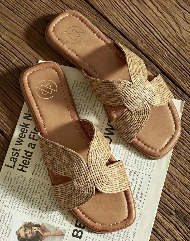 Mules beiges en corde