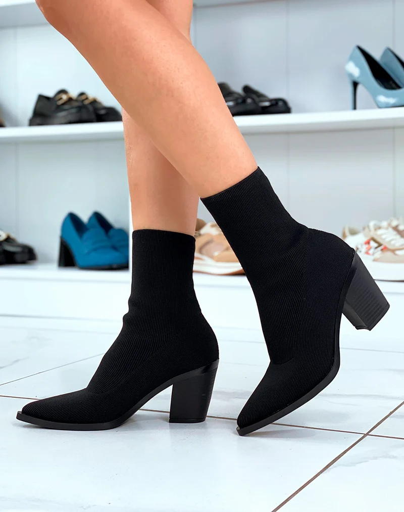 Bottines femme noires: Glamour effet chaussette